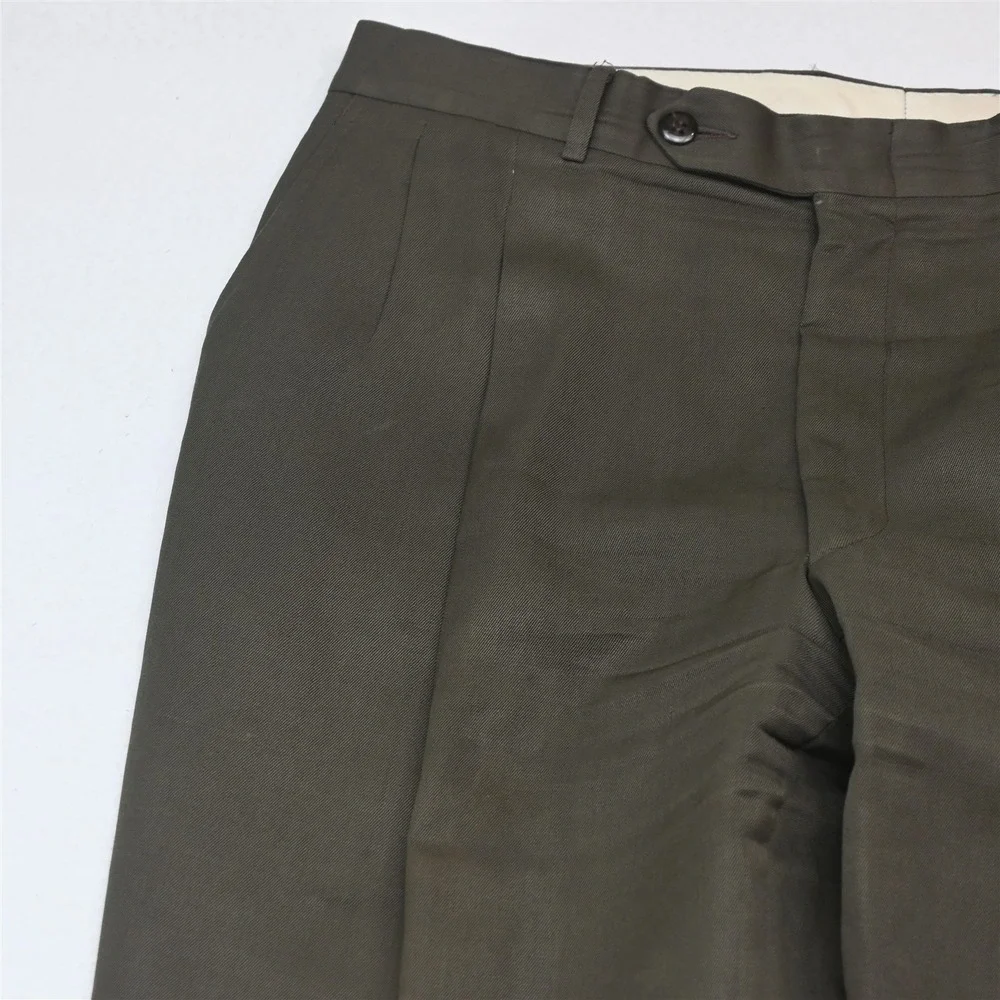 Vtg Oscar de la Renta Double Breasted 42R 32x30 Tan Brown Wool Jacket Pants Suit